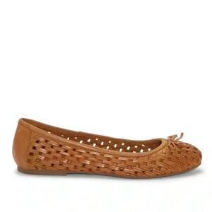 LUCKY BRAND MOGENI TAN LEATHER FLAT WOVEN BOW SIZE 9.5